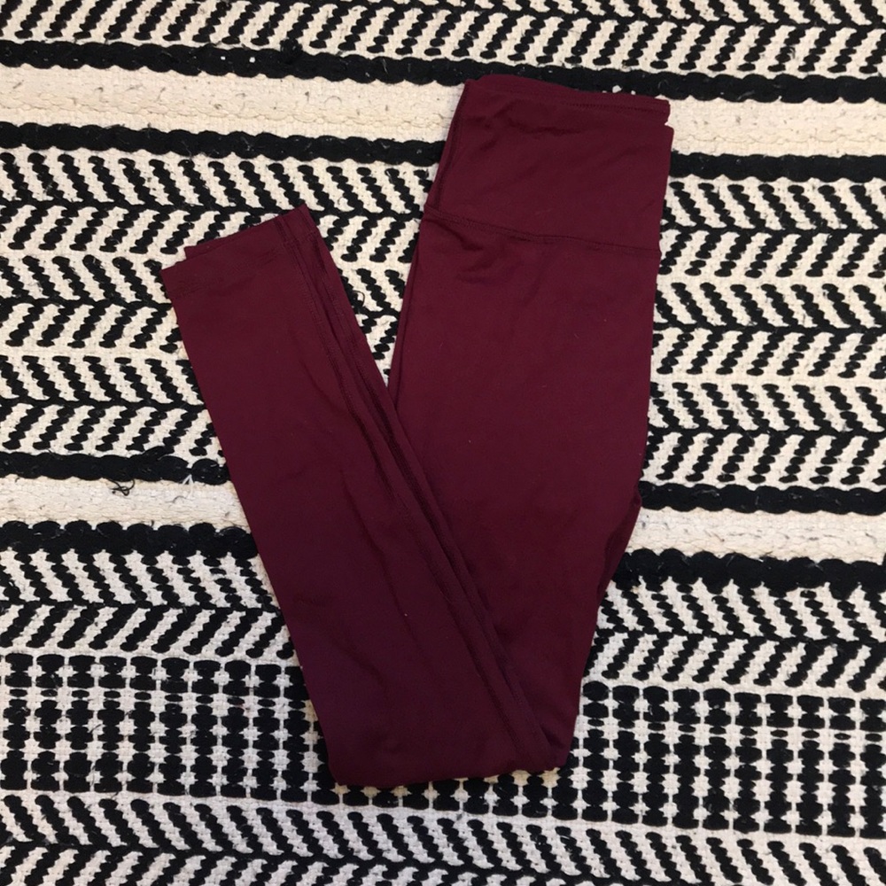 Burgundy High Rise Leggings